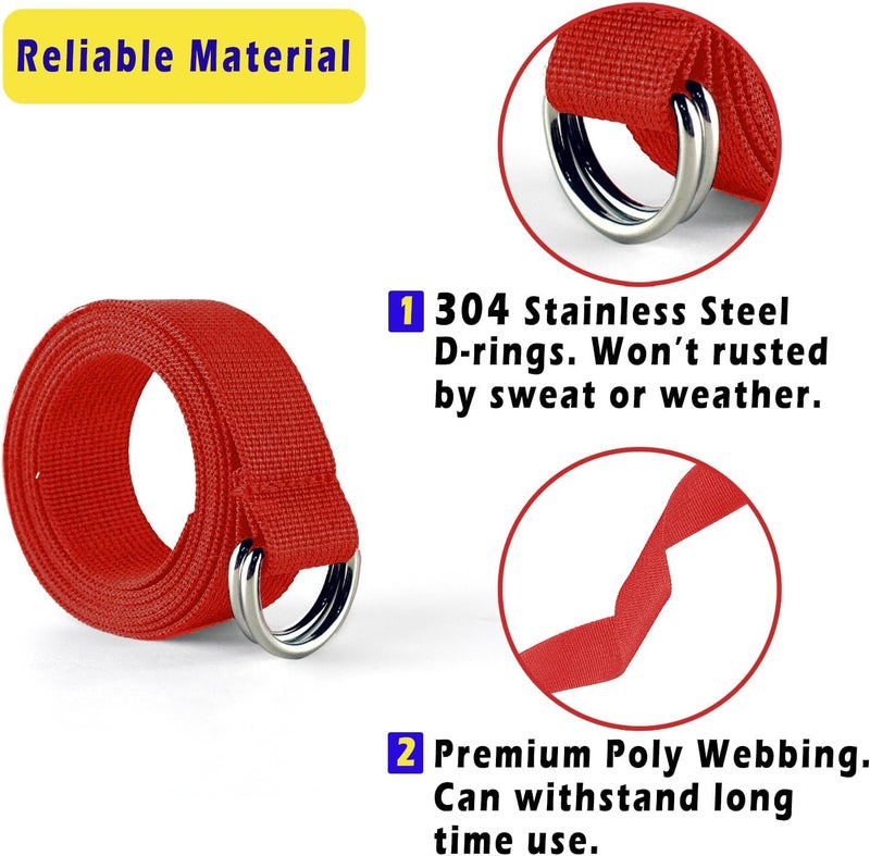Clocean Web Football Belt with Two Stainless Steel D Rings 52' Football Pants Belt for Men Women Kids Youth Boys Girls - Image 2